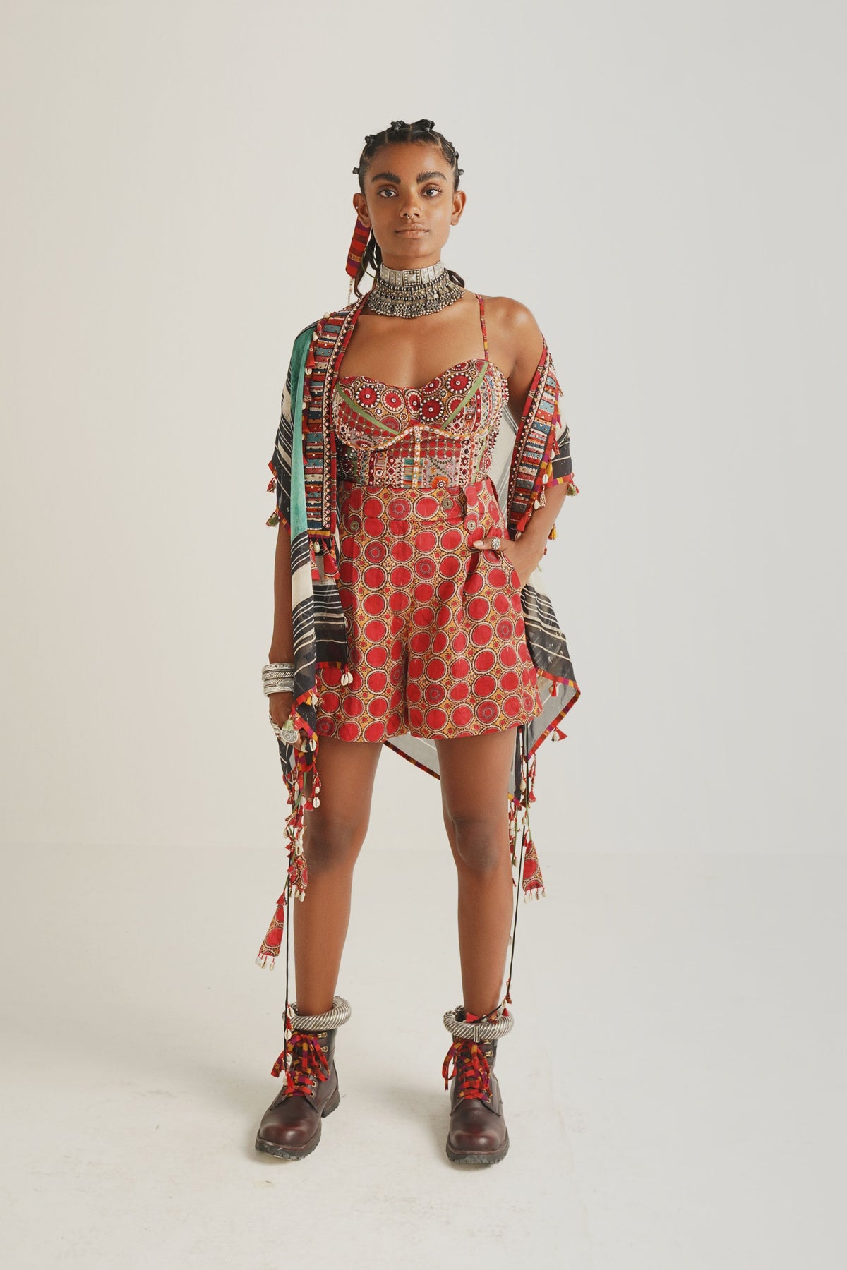 Chandra corset blouse set with veni dupatta jacket