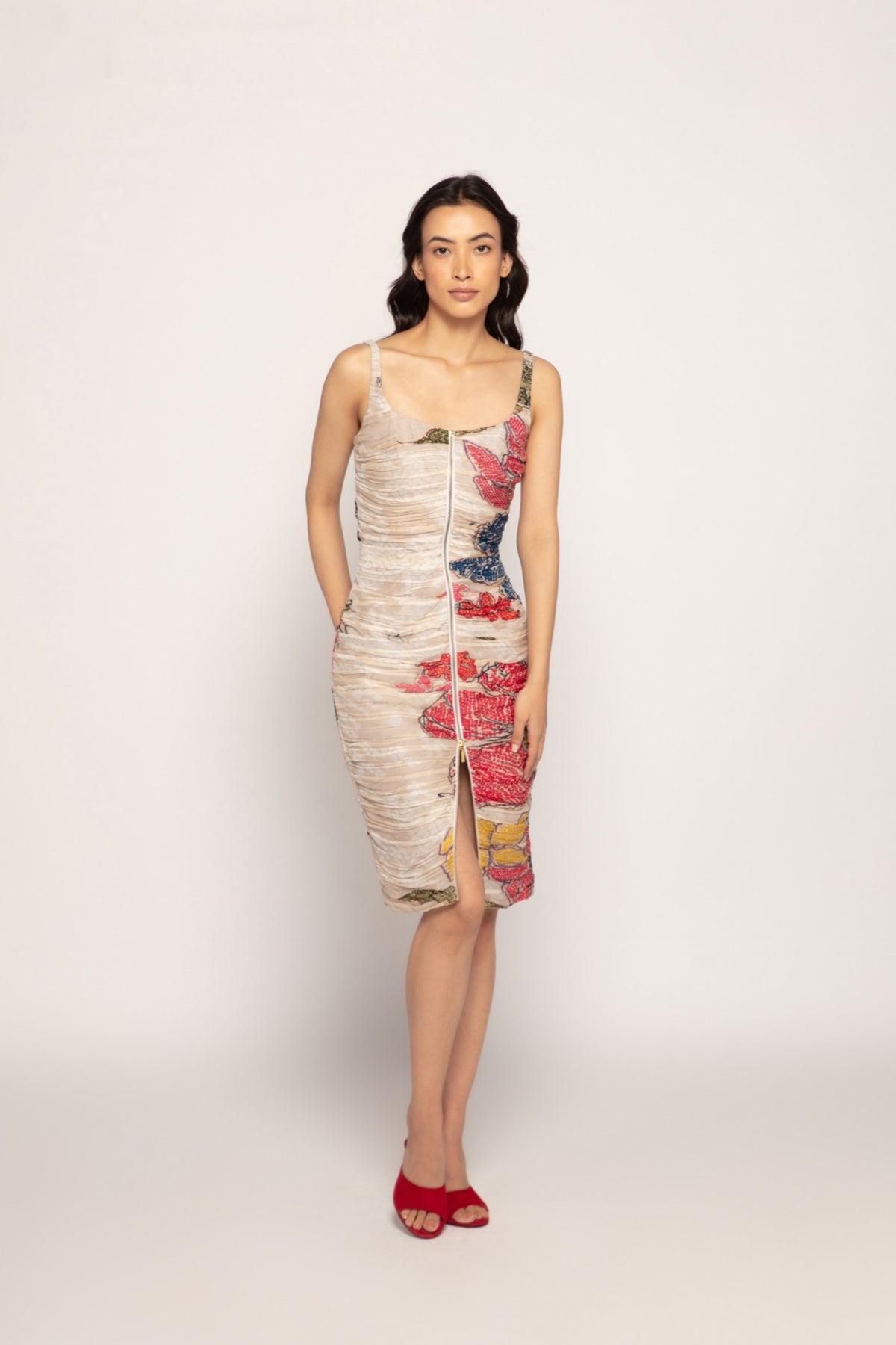 Periwinkle Bandhani Print Midi Dress