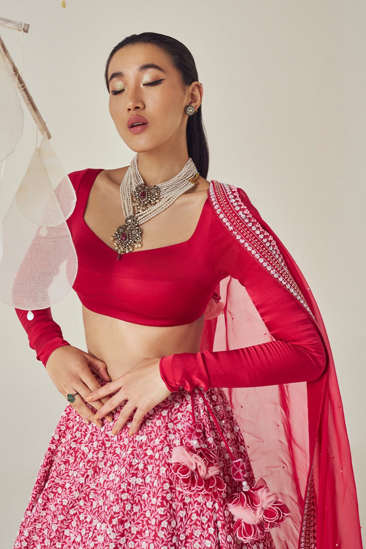 Ruby Red Lehenga Set