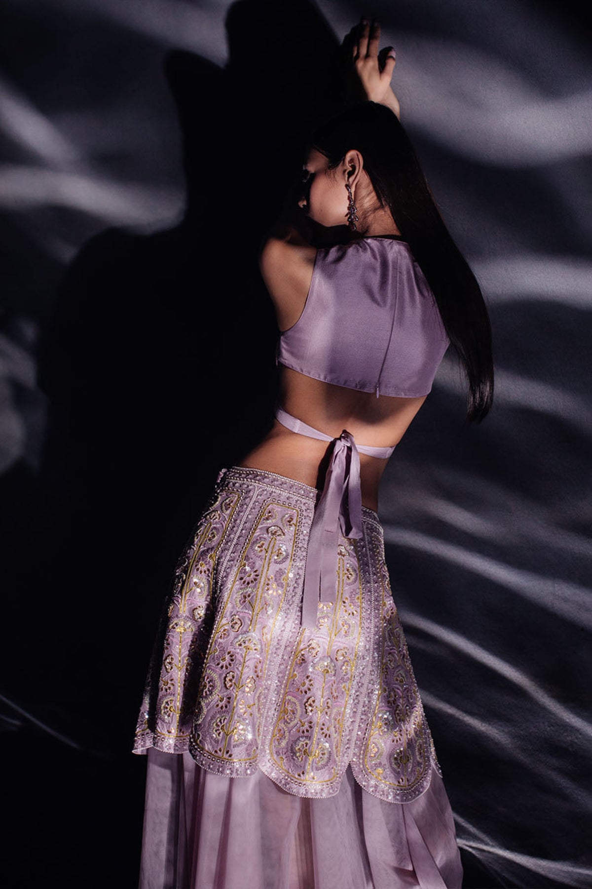 Lavender Layered Lehenga Set