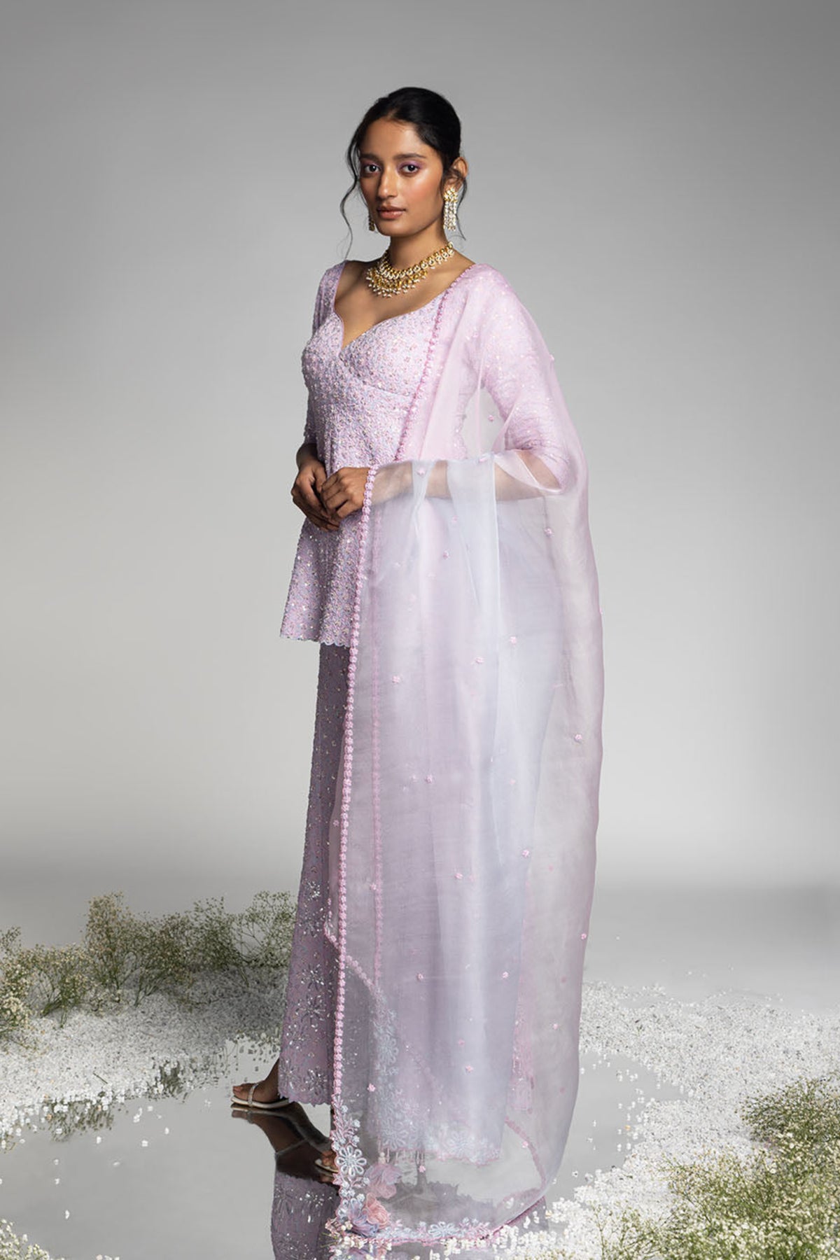 Lilac Georgette Sharara Set