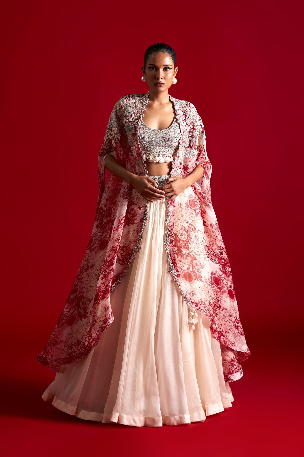 Ivory Lehenga and Cape Set
