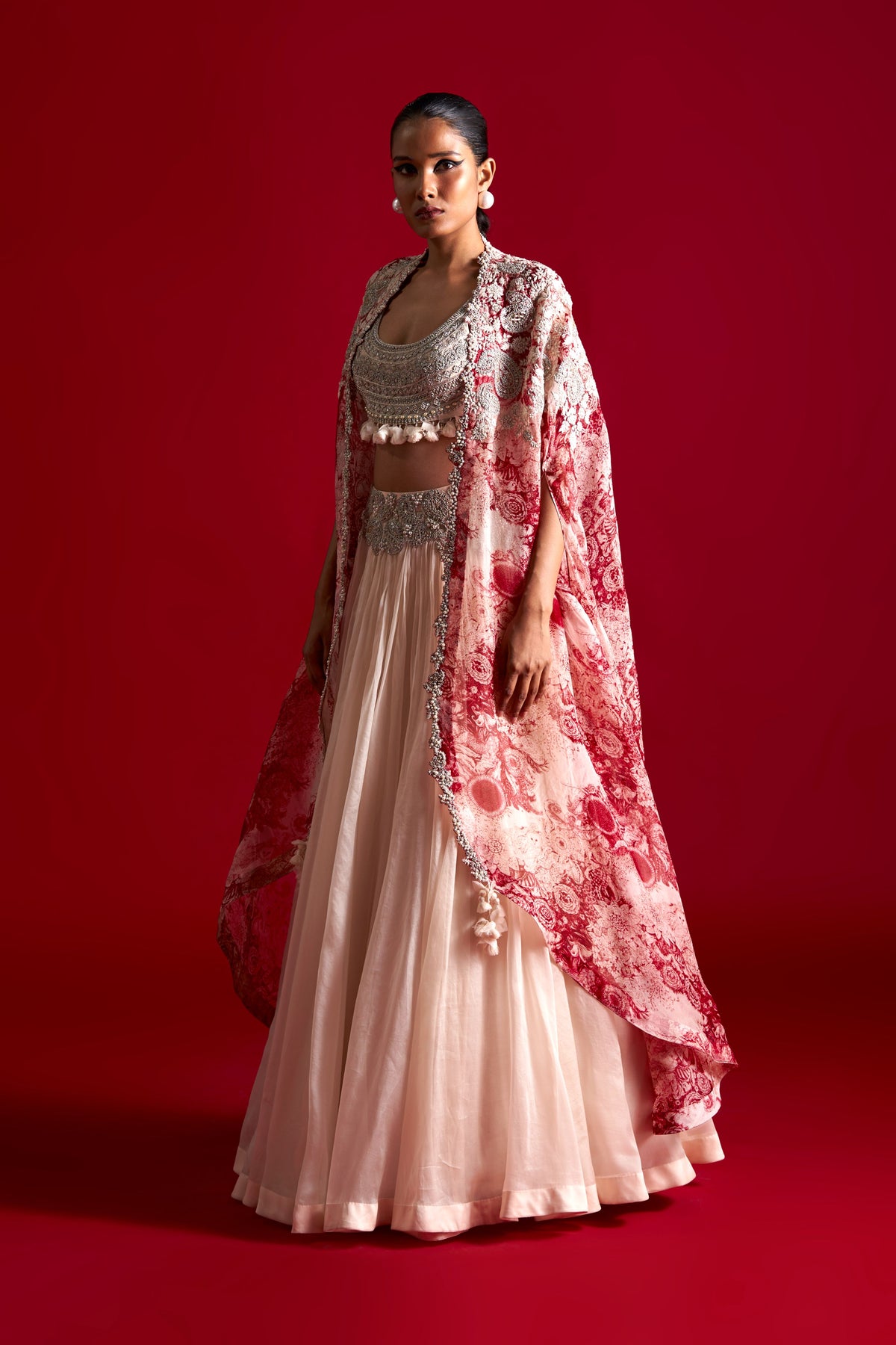 Ivory Lehenga and Cape Set