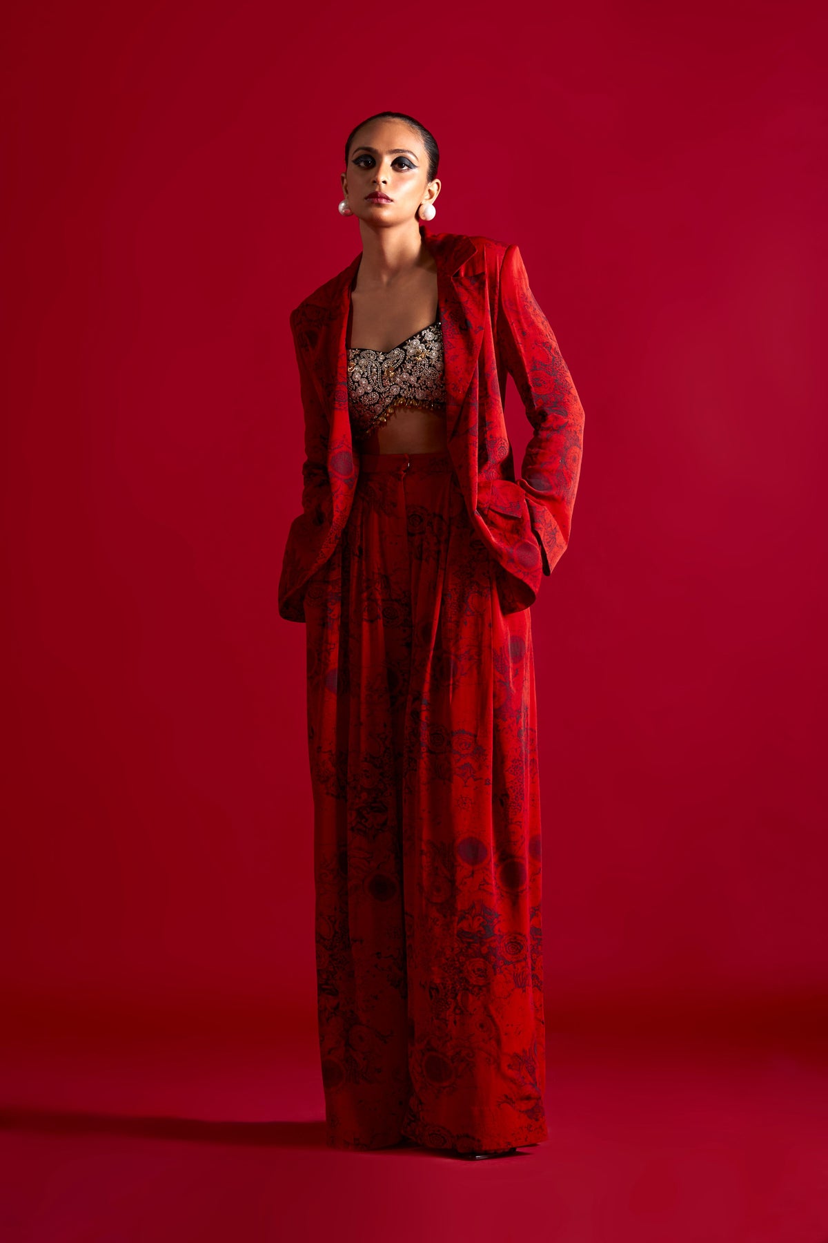 Blossom Jacket Set in Red
