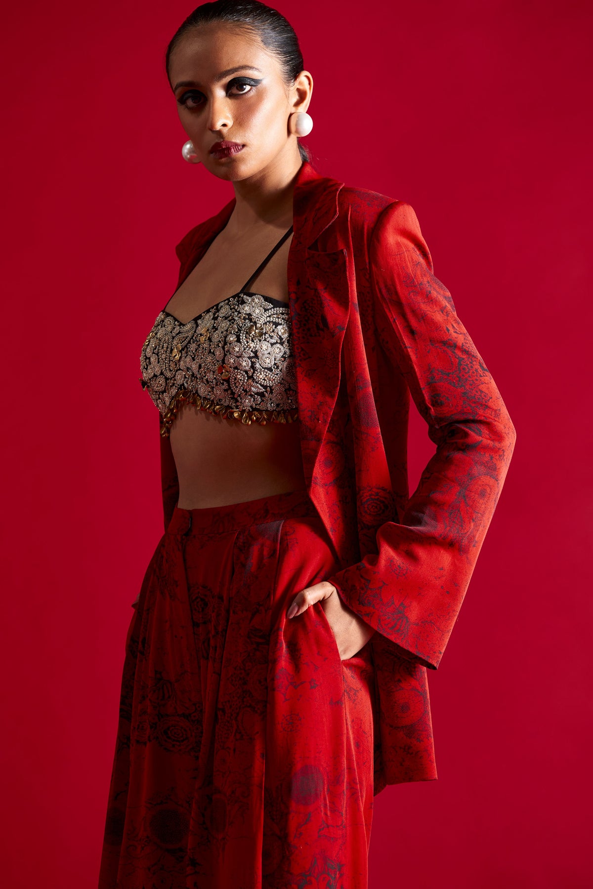Blossom Jacket Set in Red