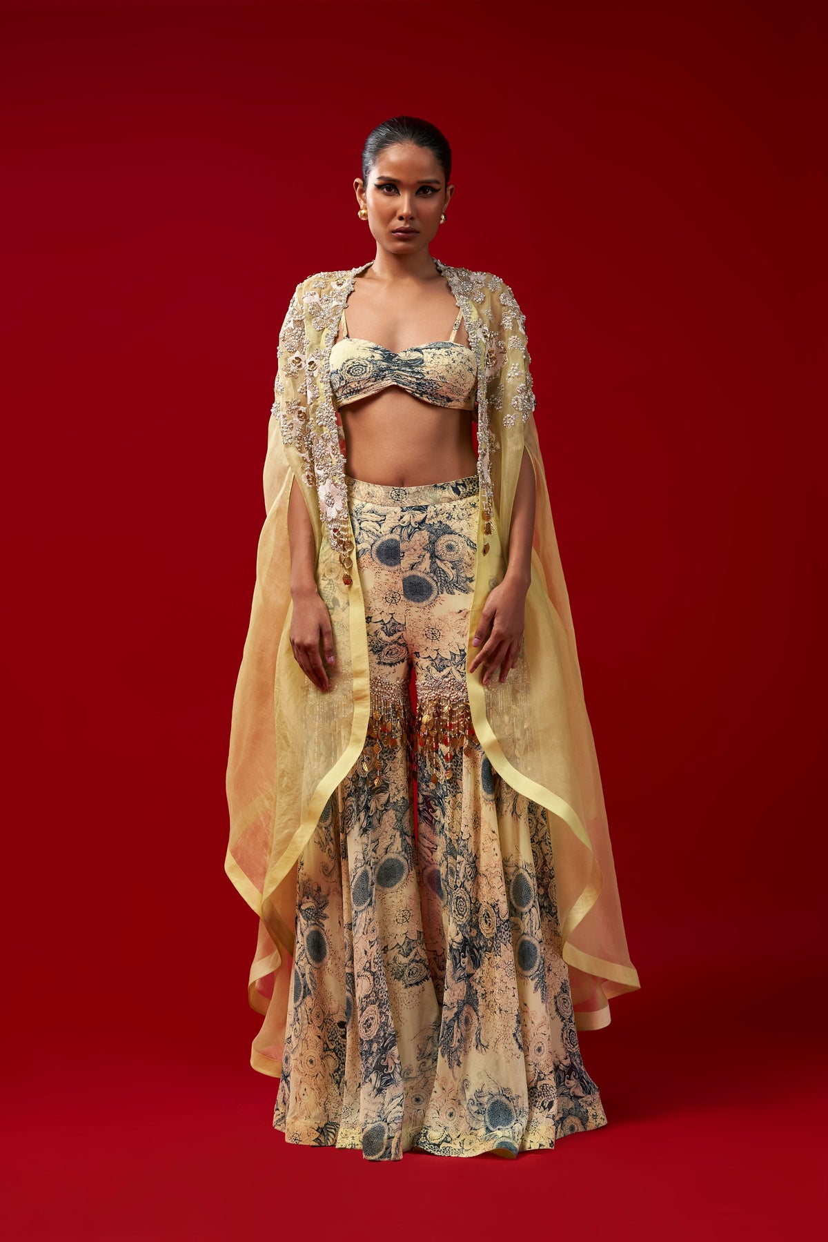 Cape and Sharara in Mint