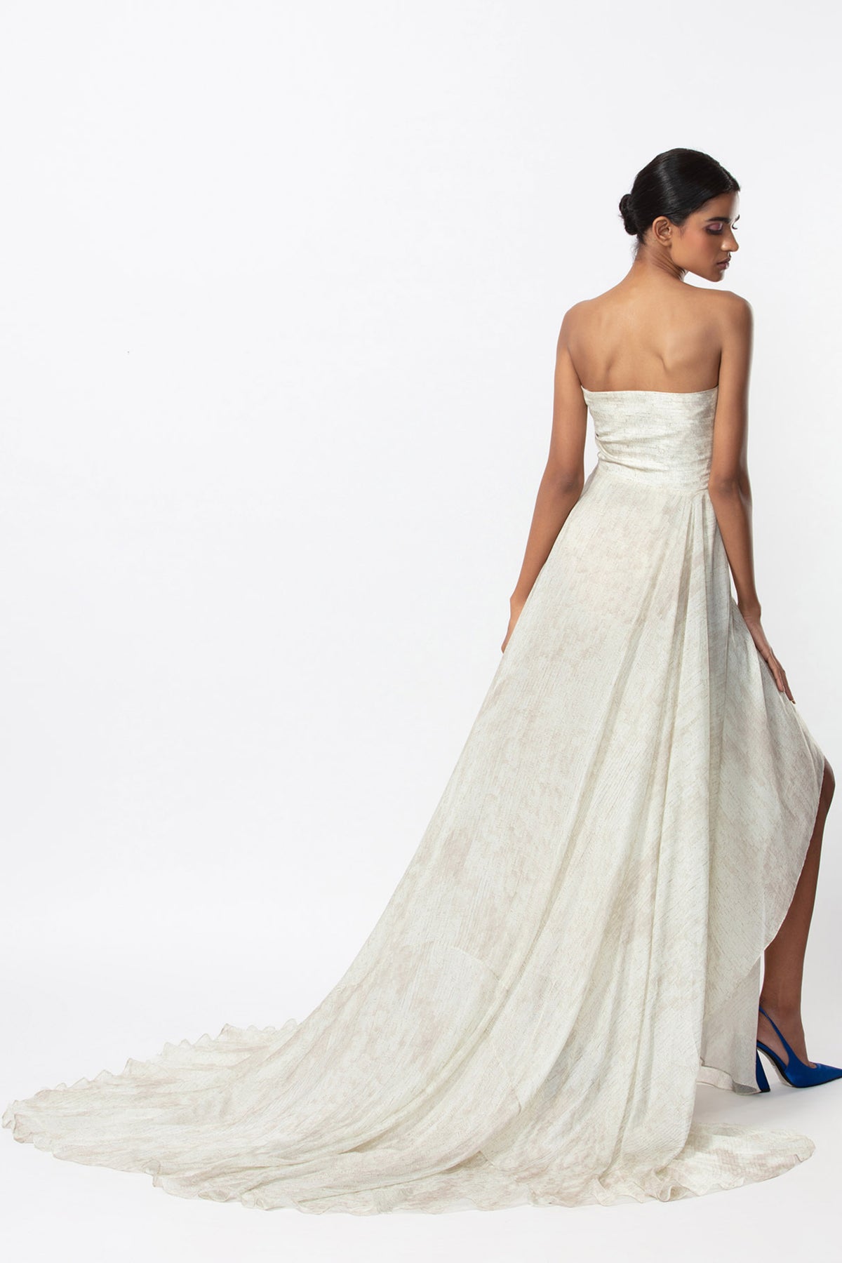 Asymmetric Exaggerated Trail Gown