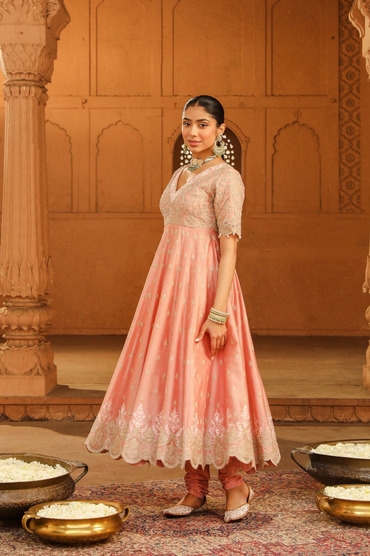 Off-rose Wasifa Anarkali Set