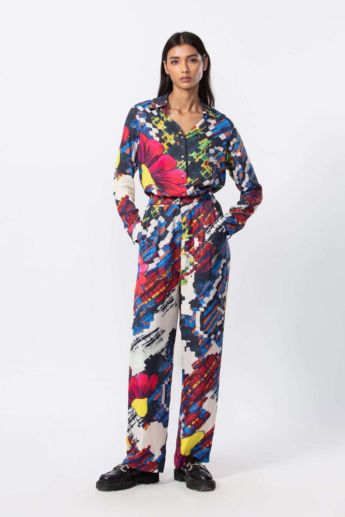 Satin Abstract Printed Co-ord Set