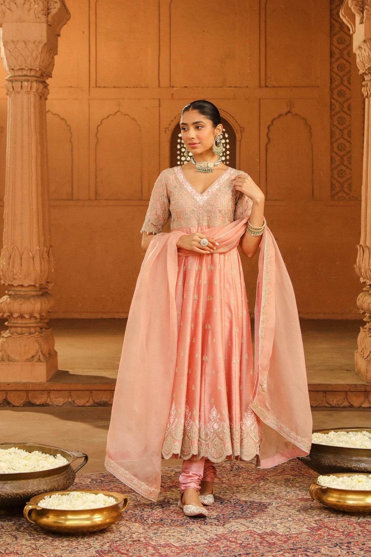 Off-rose Wasifa Anarkali Set