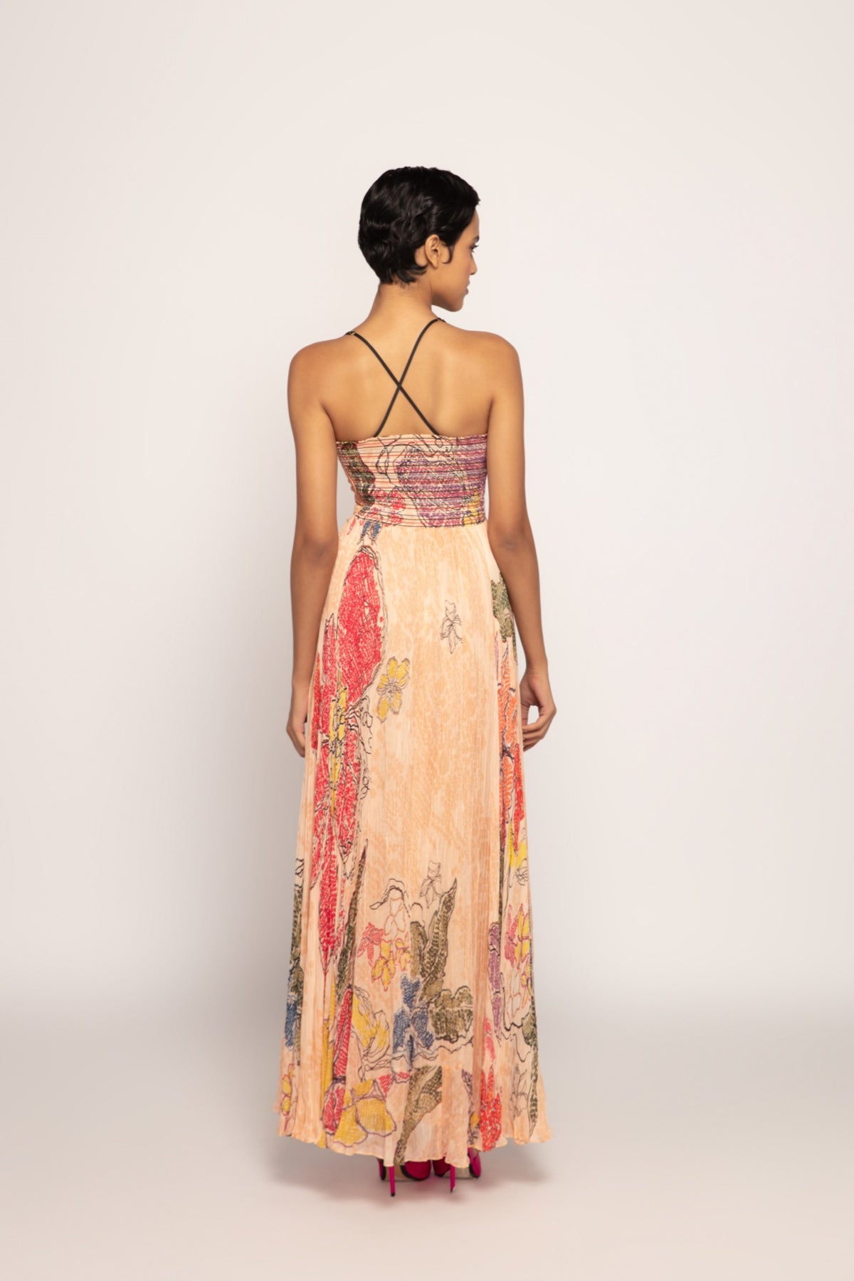 Periwinkle Bandhani Print Maxi Dress