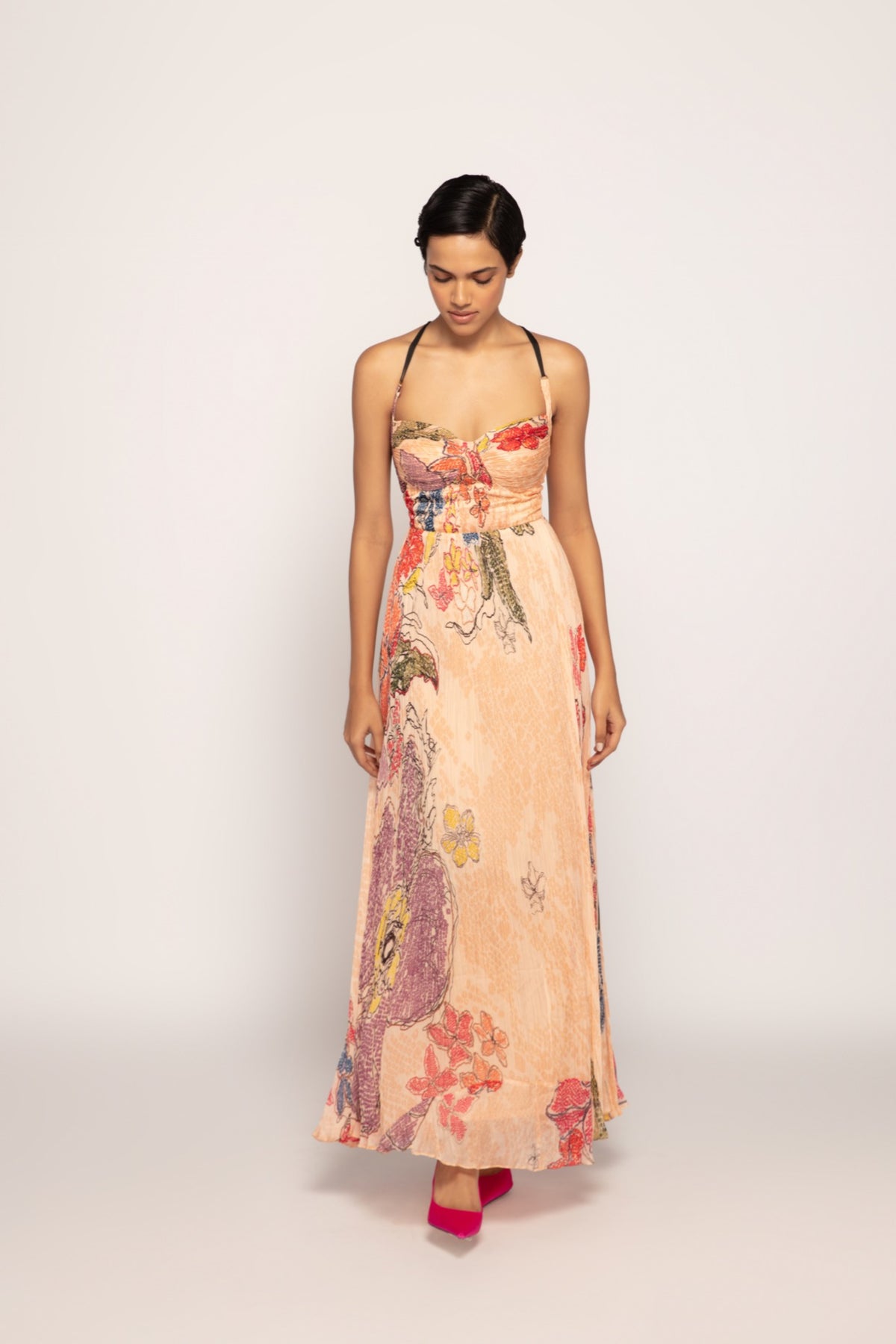 Periwinkle Bandhani Print Maxi Dress