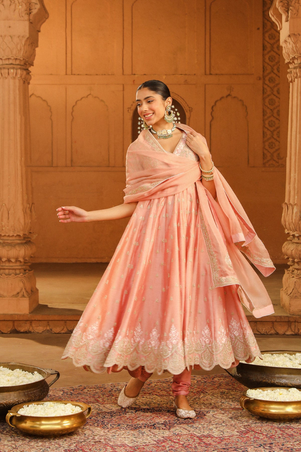 Off-rose Wasifa Anarkali Set