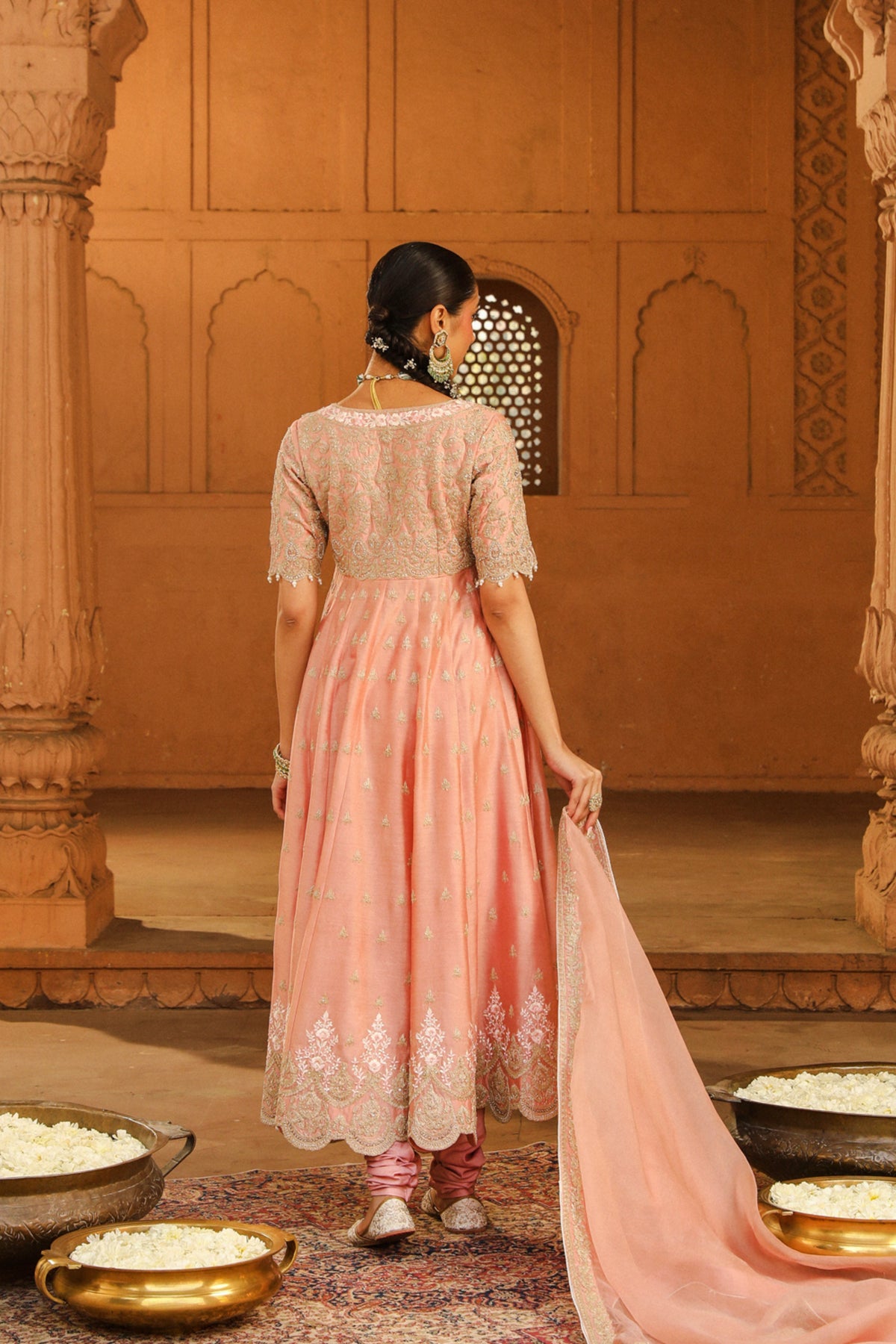 Off-rose Wasifa Anarkali Set