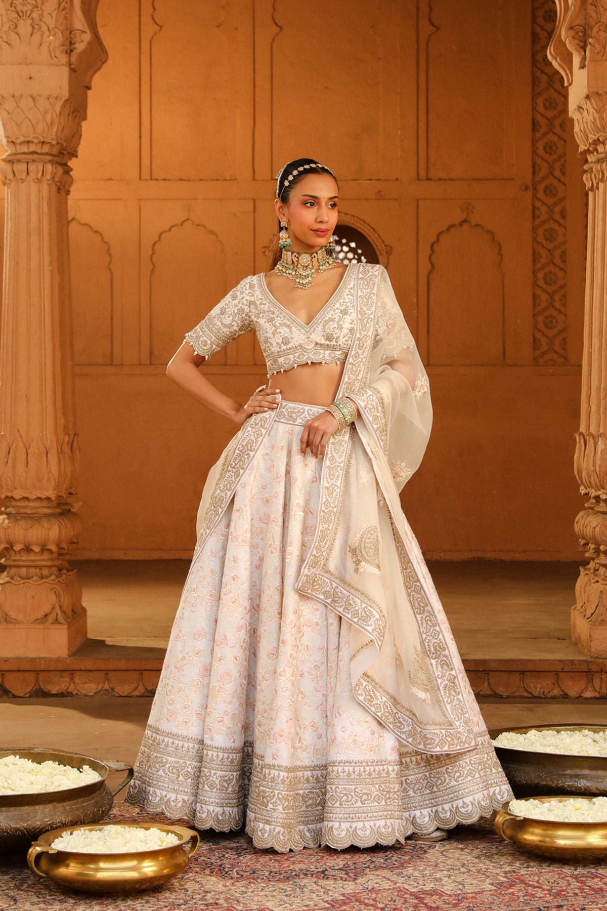 Daisy Ivory Maryam Lehenga Set