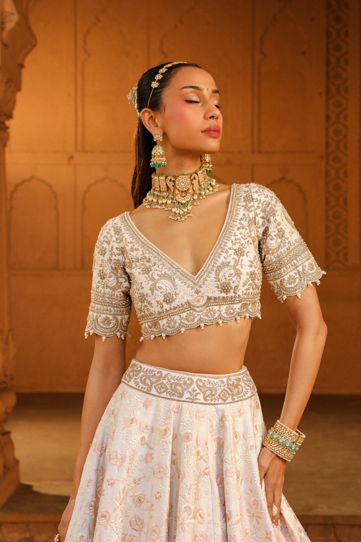 Daisy Ivory Maryam Lehenga Set