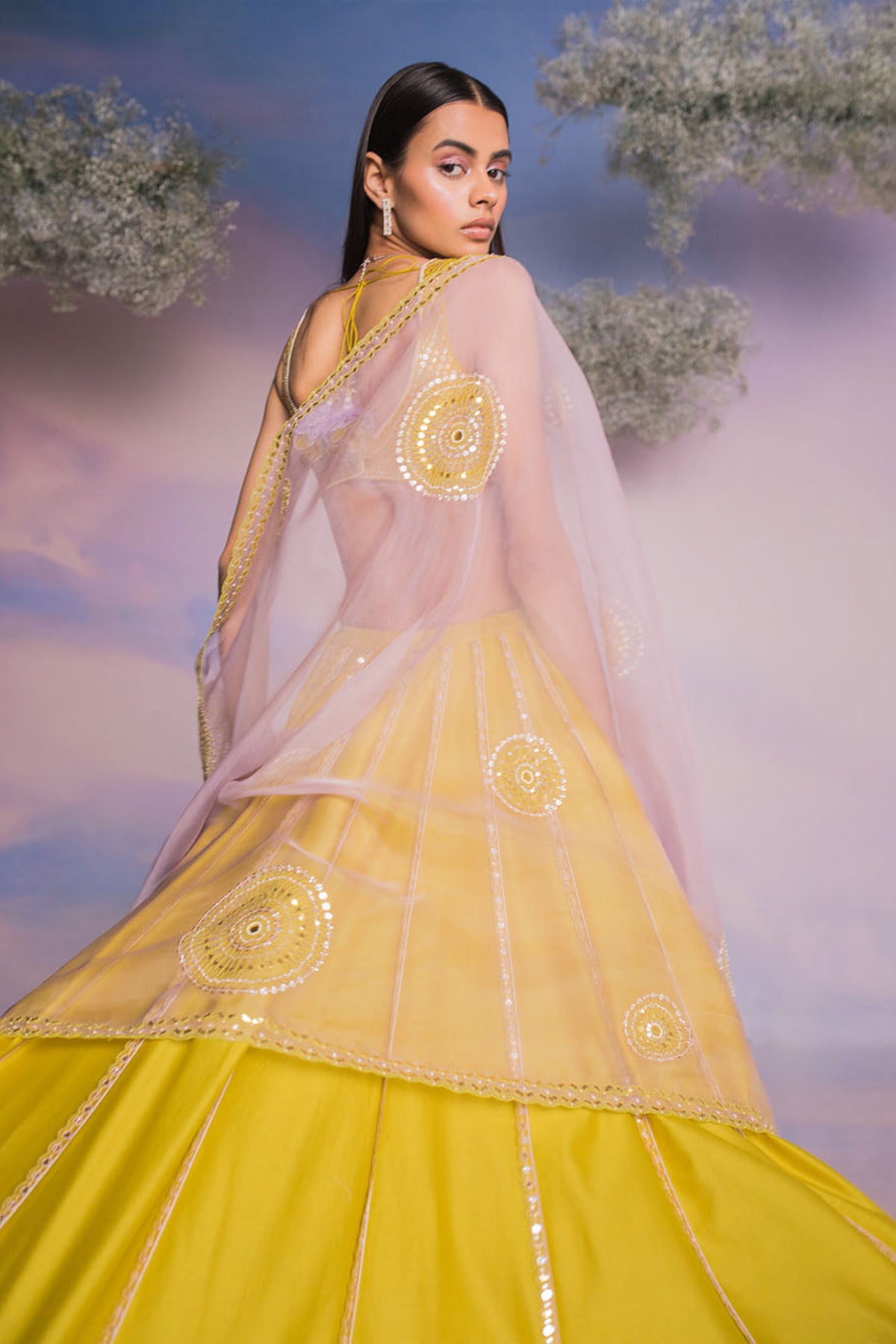 Olive Yellow Chanderi Lehenga Set