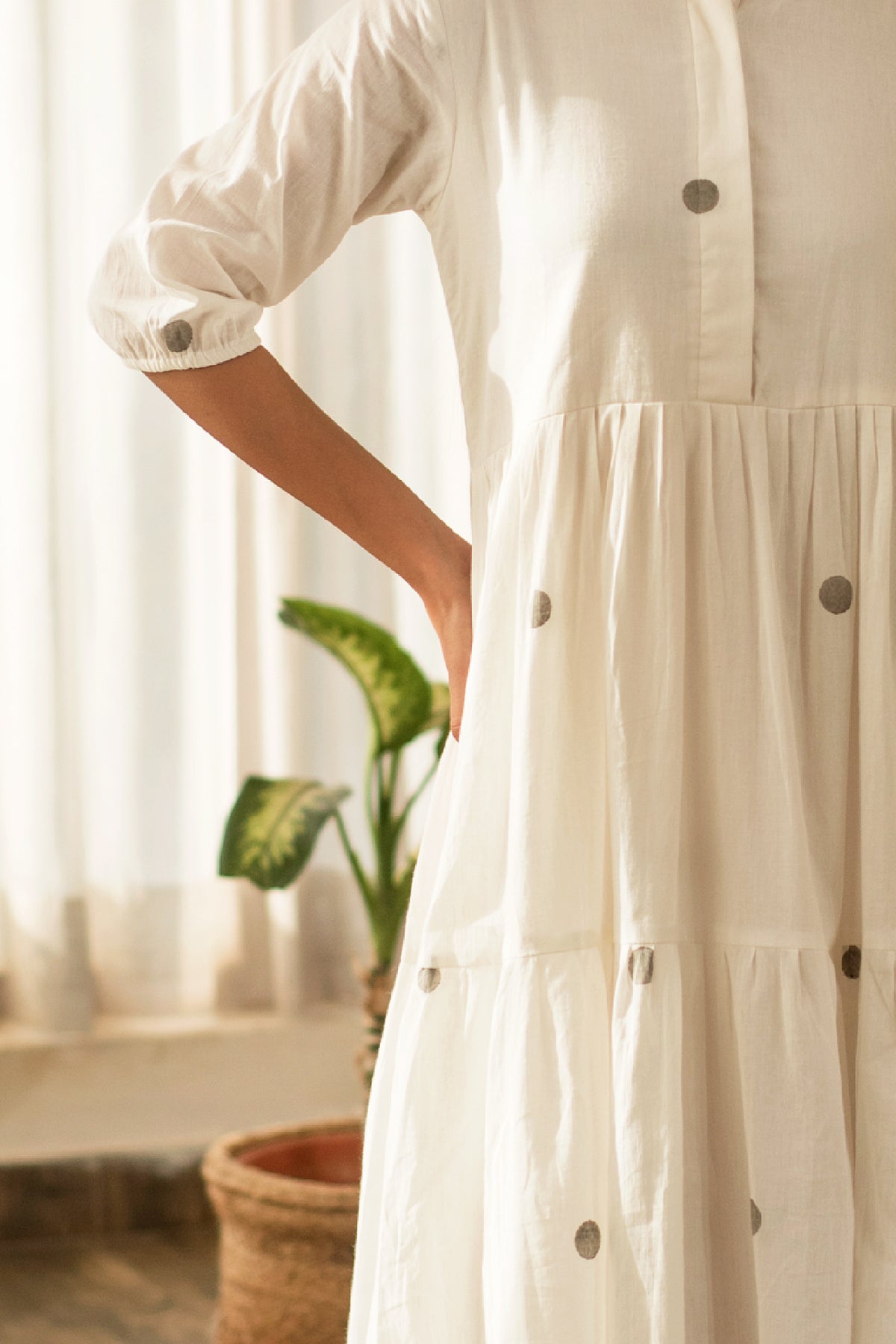 White Polka Tier Dress