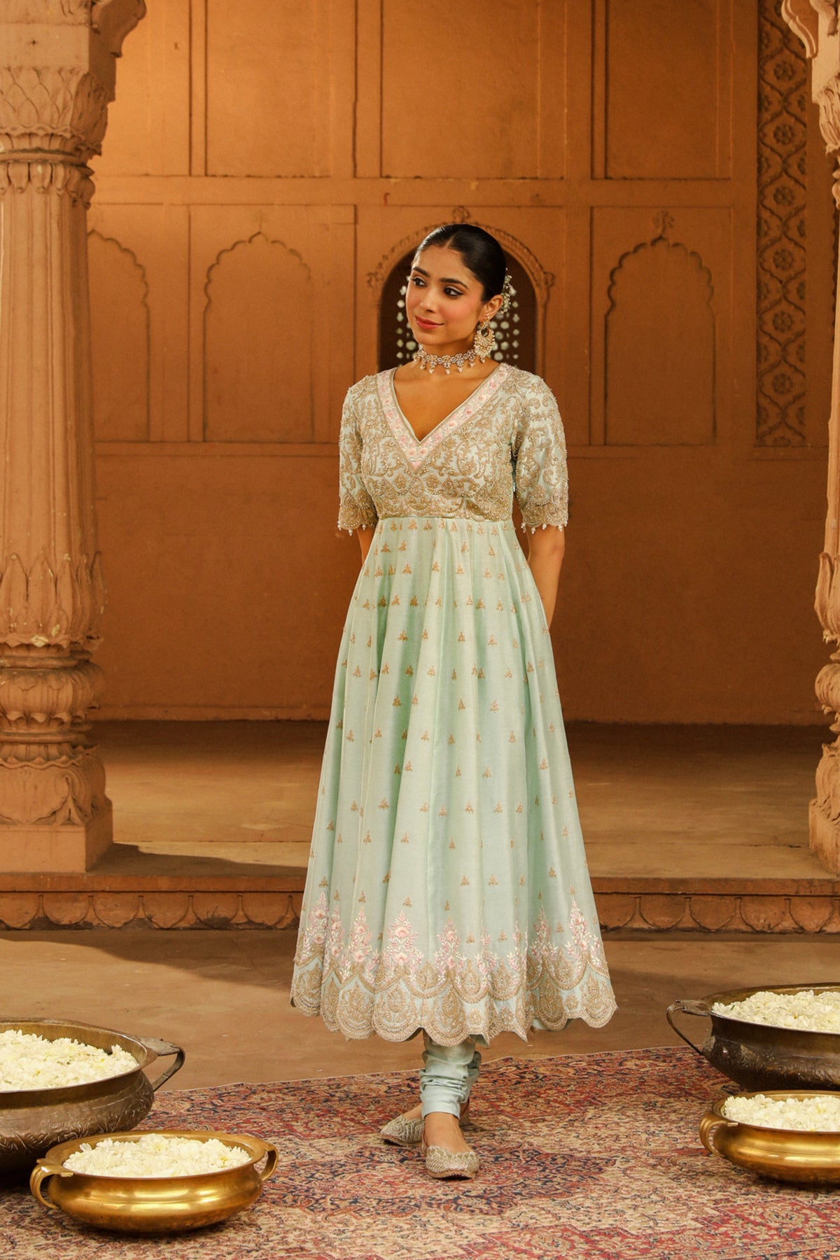 Mitsy Green Wasifa Anarkali Set