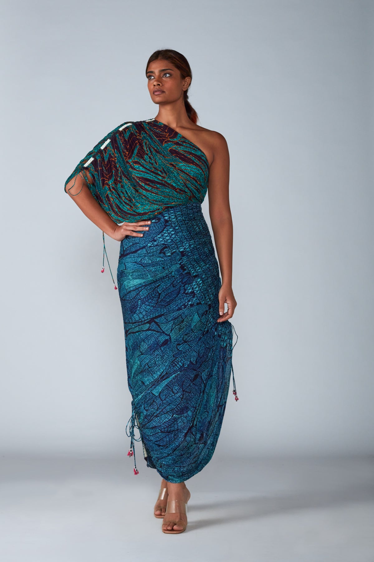 Turquoise Blue Pleated Dress