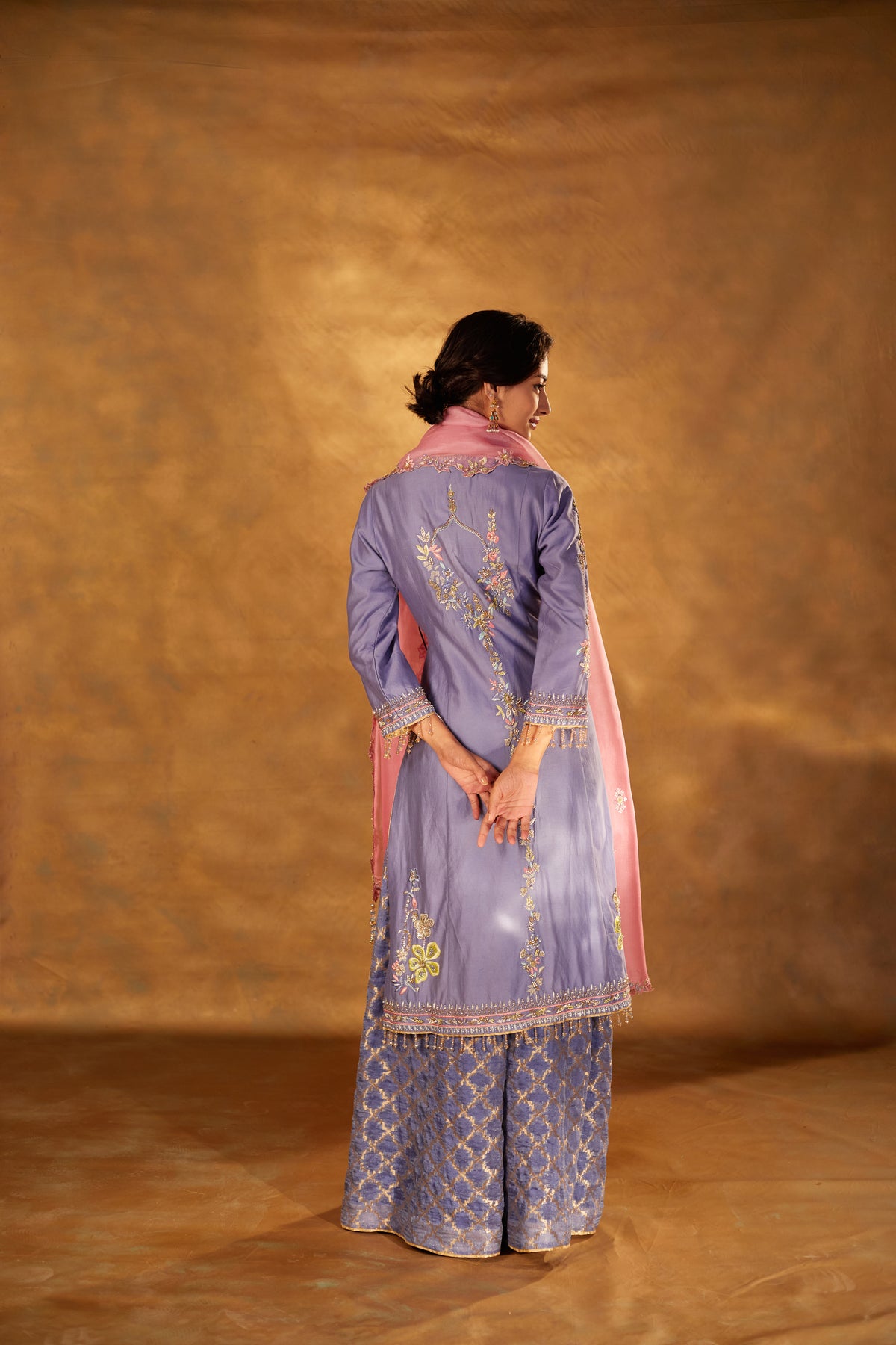 Blue Embroidered Chanderi Angrakha