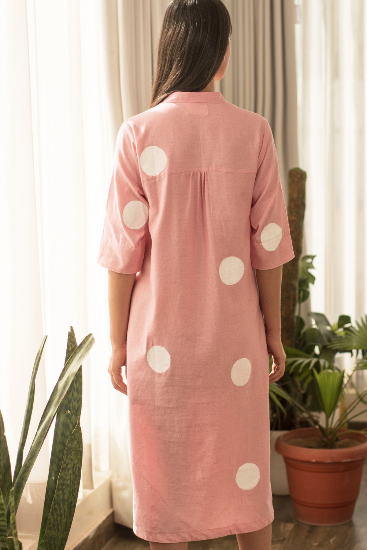 Pink Polka Shirt Dress