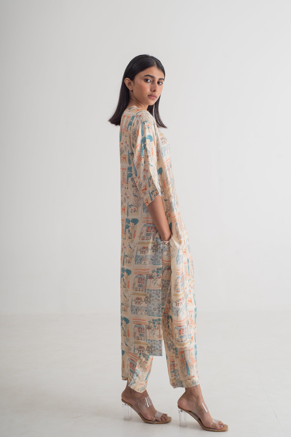 Multicolour Imperial Print Kurta Set