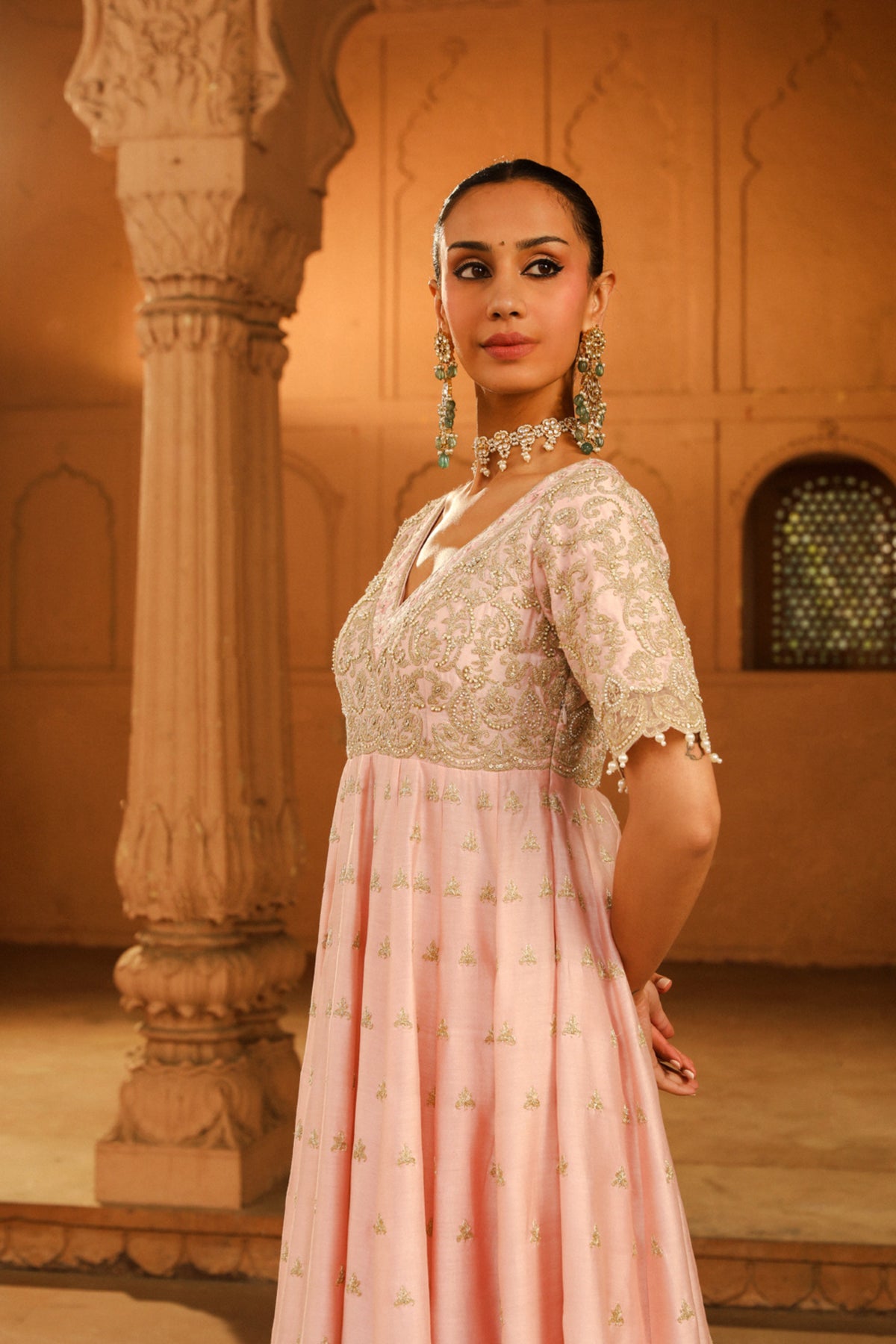 Blush Pink Wasifa Anarkali Set