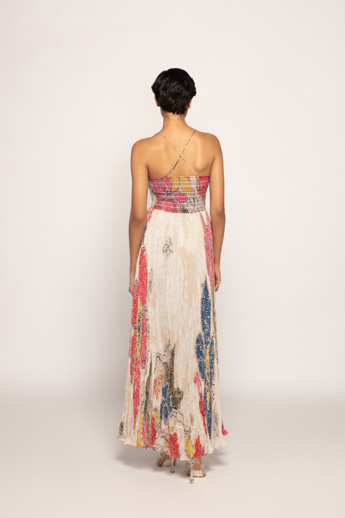 Periwinkle Bandhani Print Maxi Dress