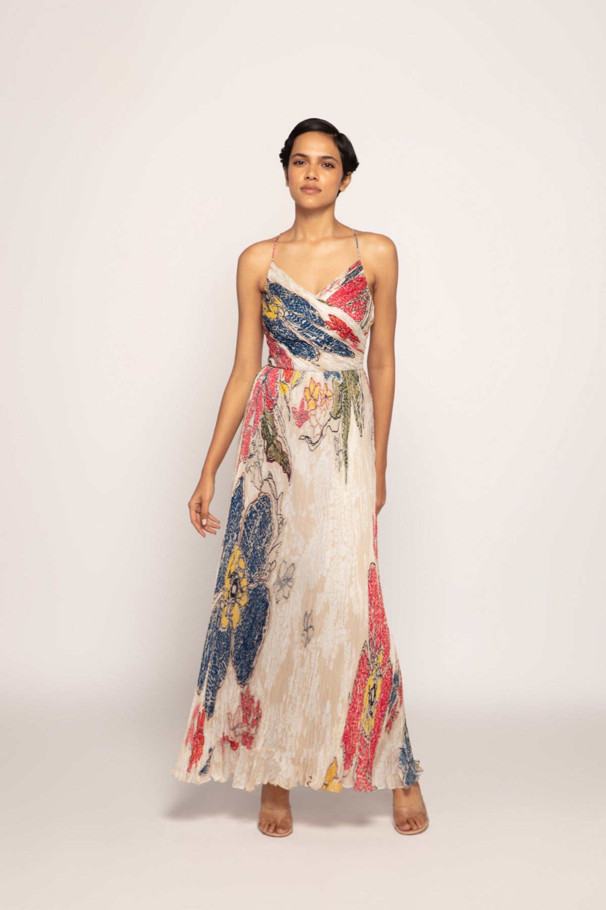 Periwinkle Bandhani Print Maxi Dress