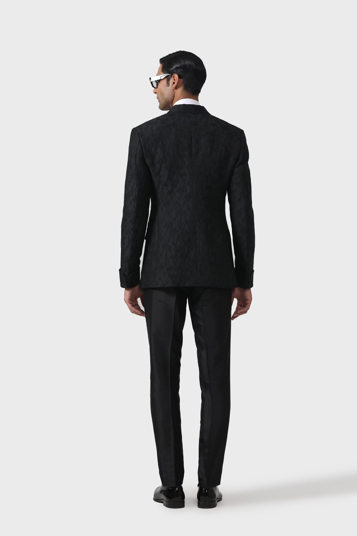 Midnight Lace Elegance Tuxedo Jacket