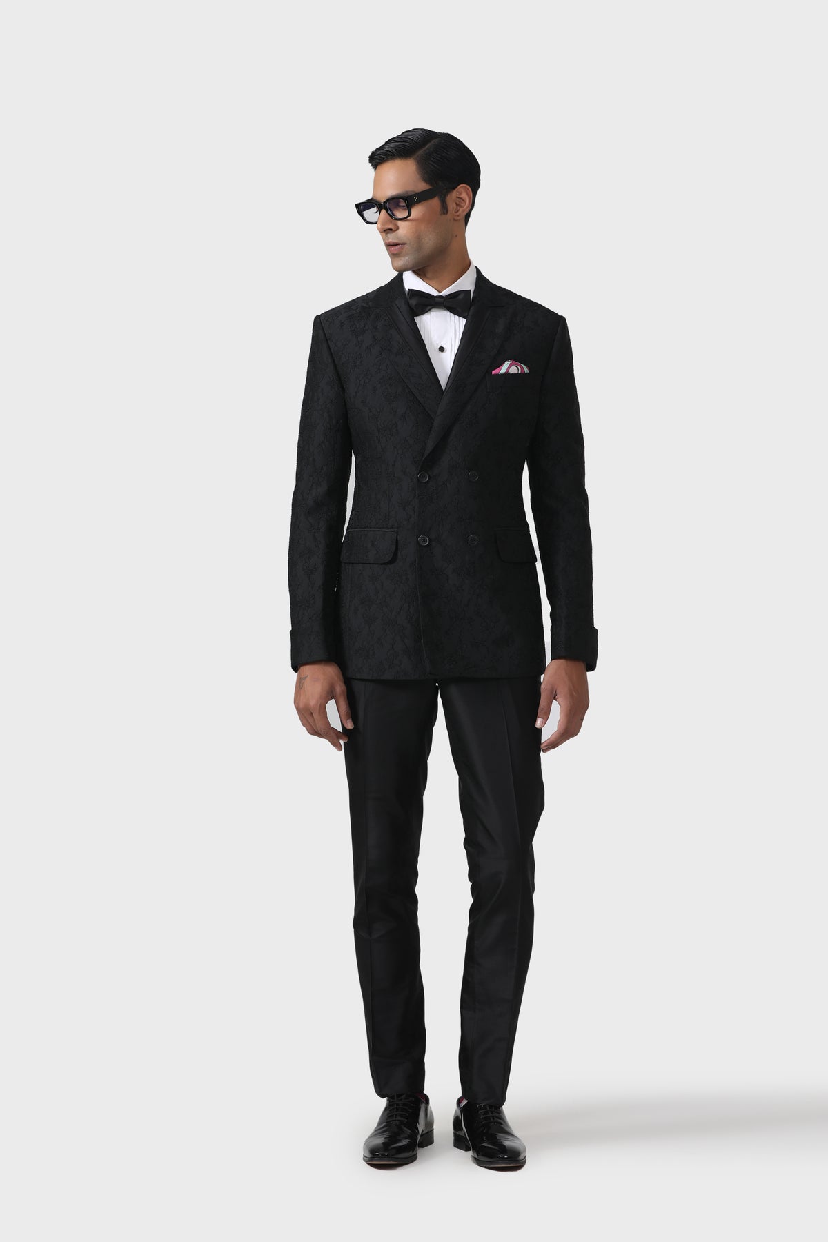 Midnight Lace Elegance Tuxedo Jacket