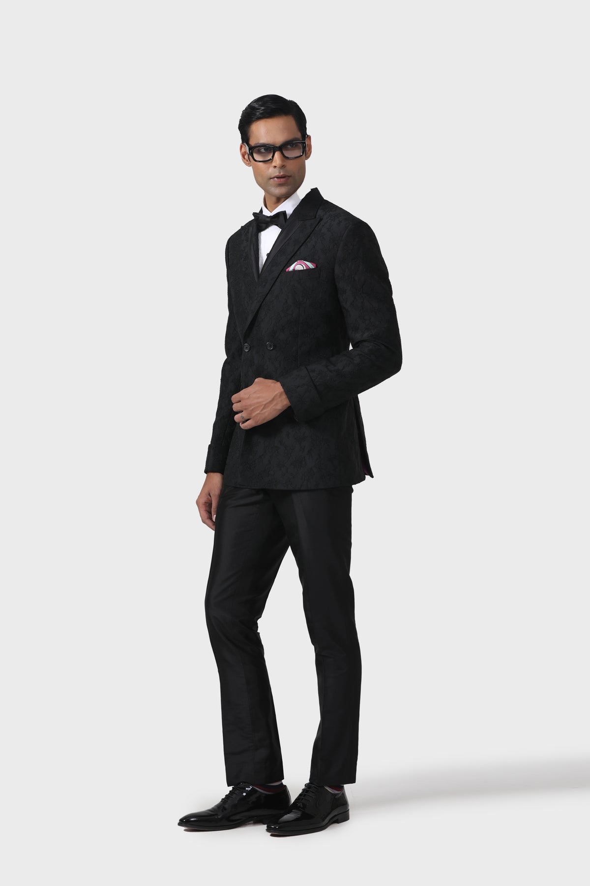 Midnight Lace Elegance Tuxedo Jacket
