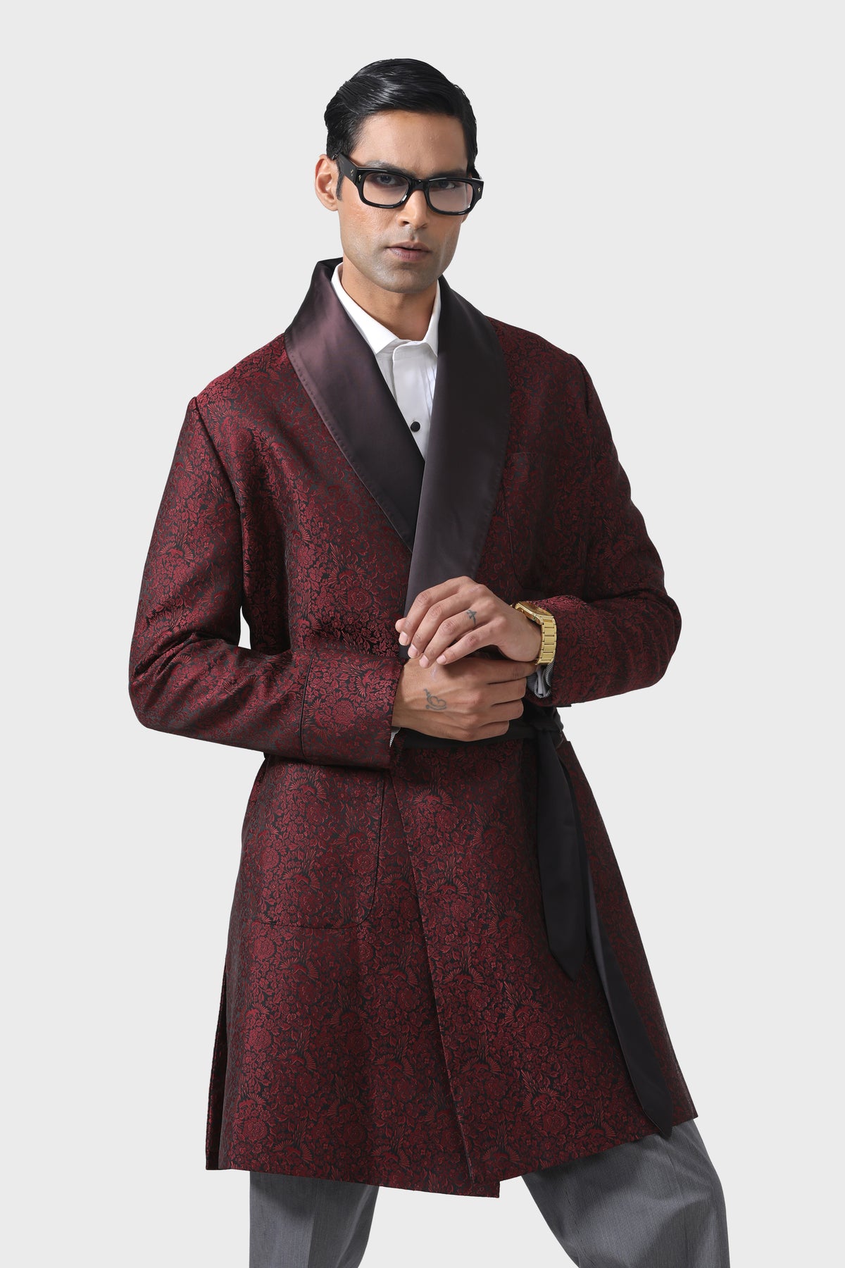 Sumptuous Maroon Brocade Robe