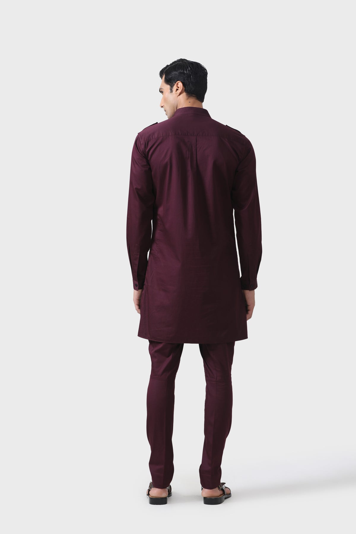 Elite Bespoke Maroon Pathani Kurta