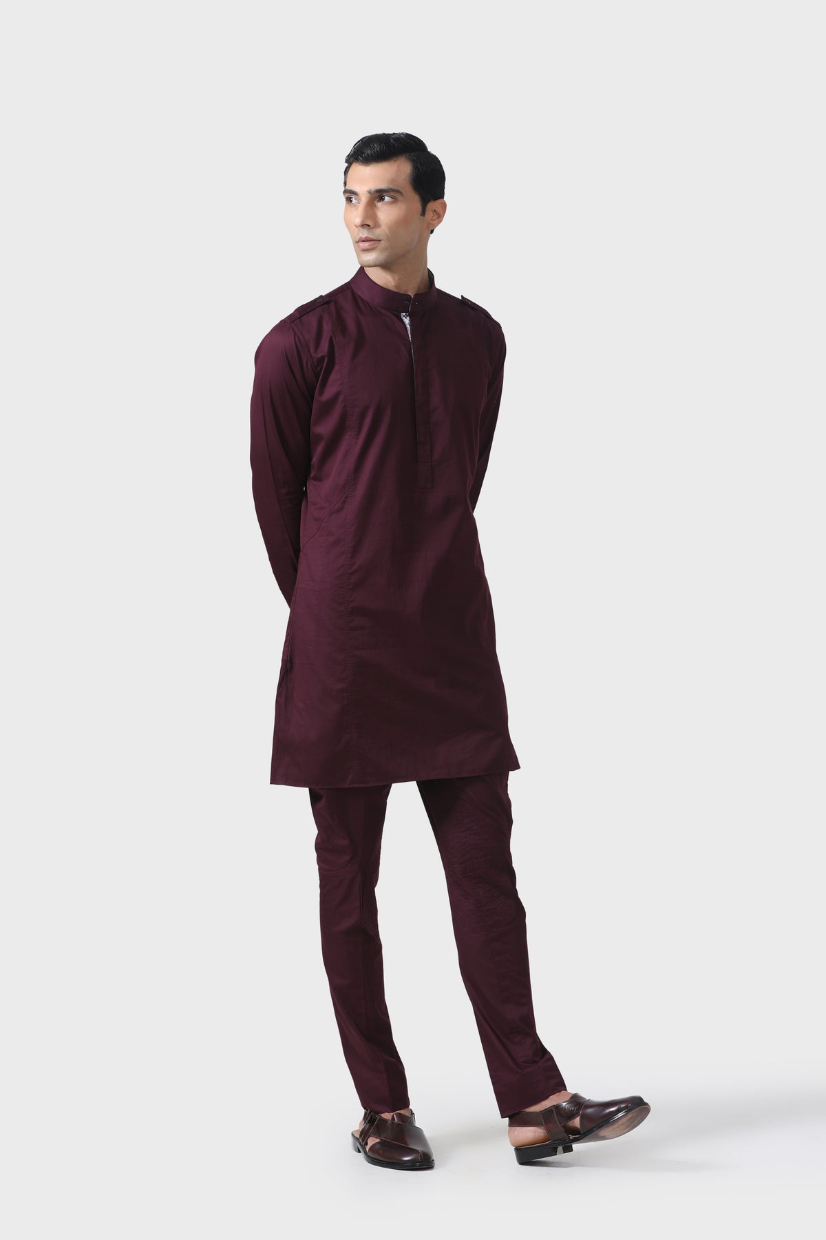 Elite Bespoke Maroon Pathani Kurta