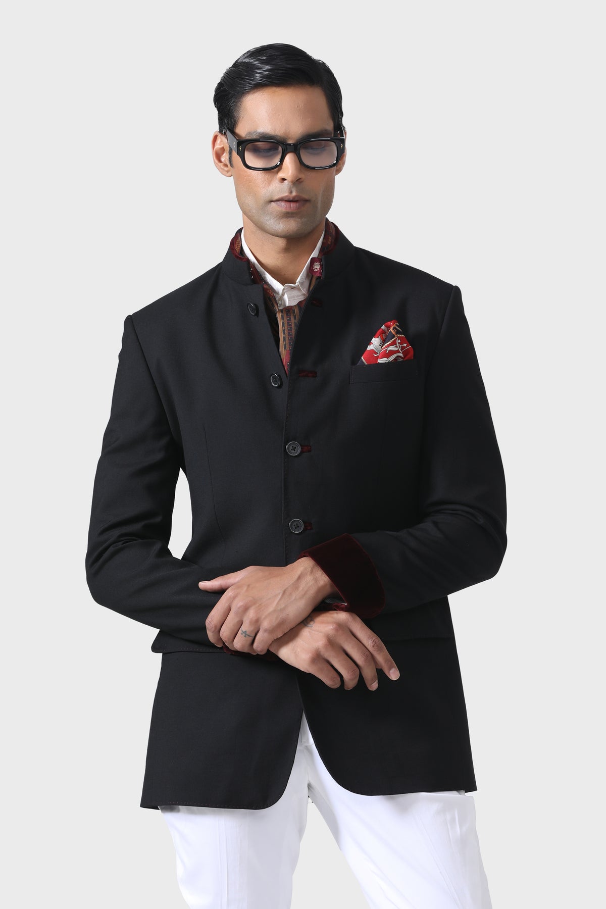 Elegant Handmade Bandhgala Black Jacket