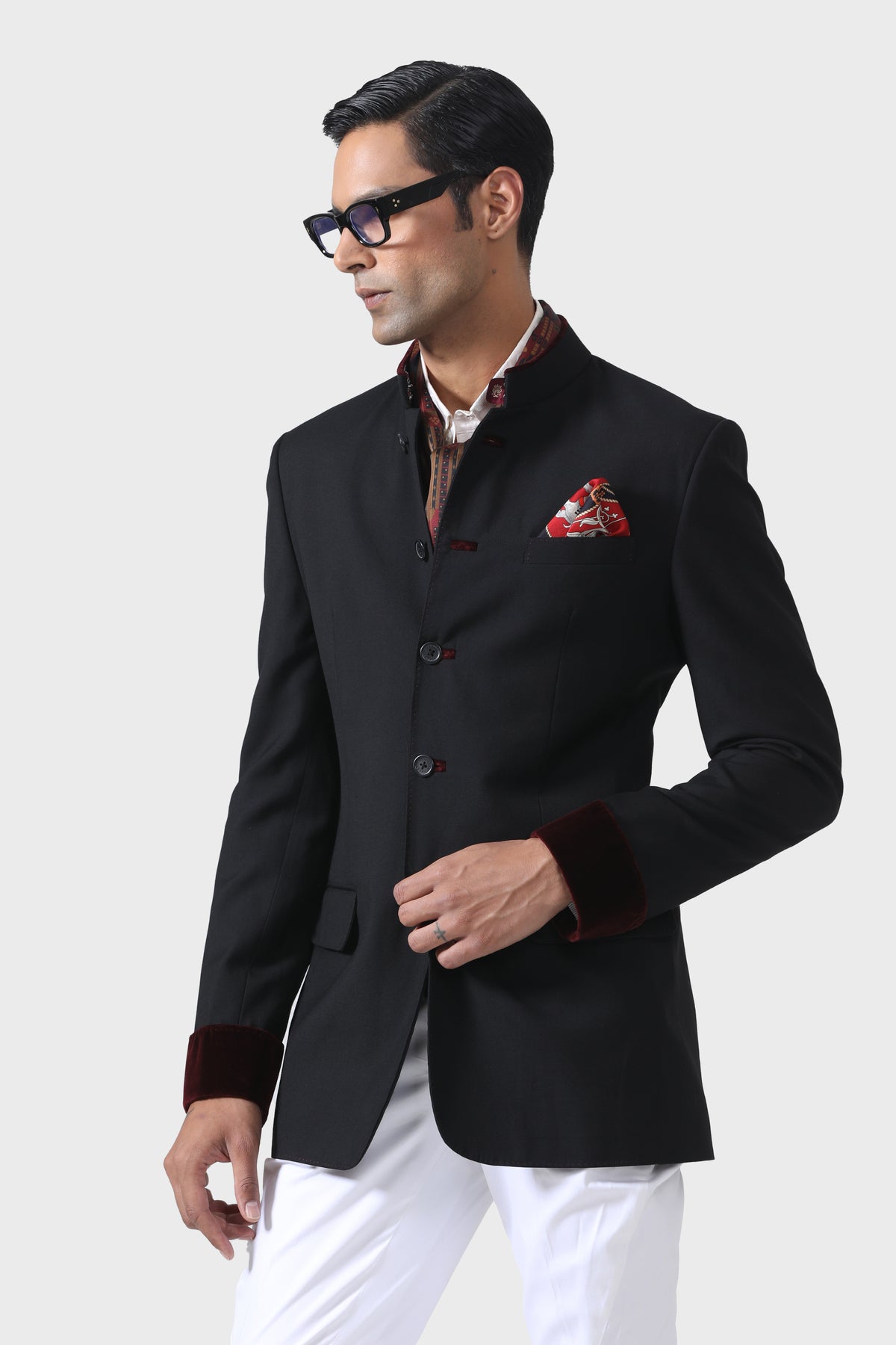 Elegant Handmade Bandhgala Black Jacket