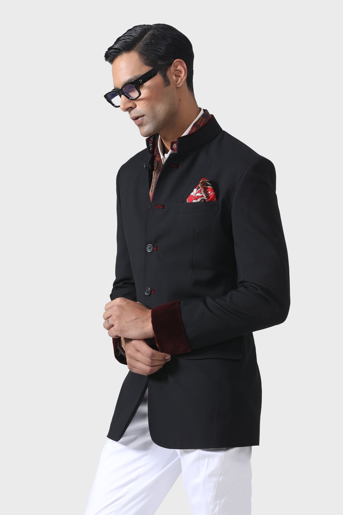 Elegant Handmade Bandhgala Black Jacket