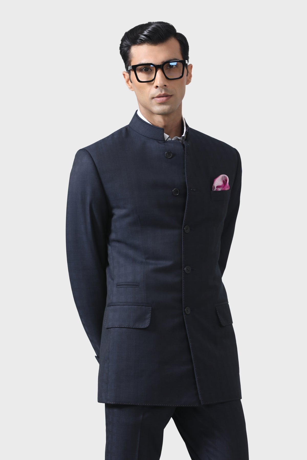 Elegance Handmade Navy Bandhgala Suit