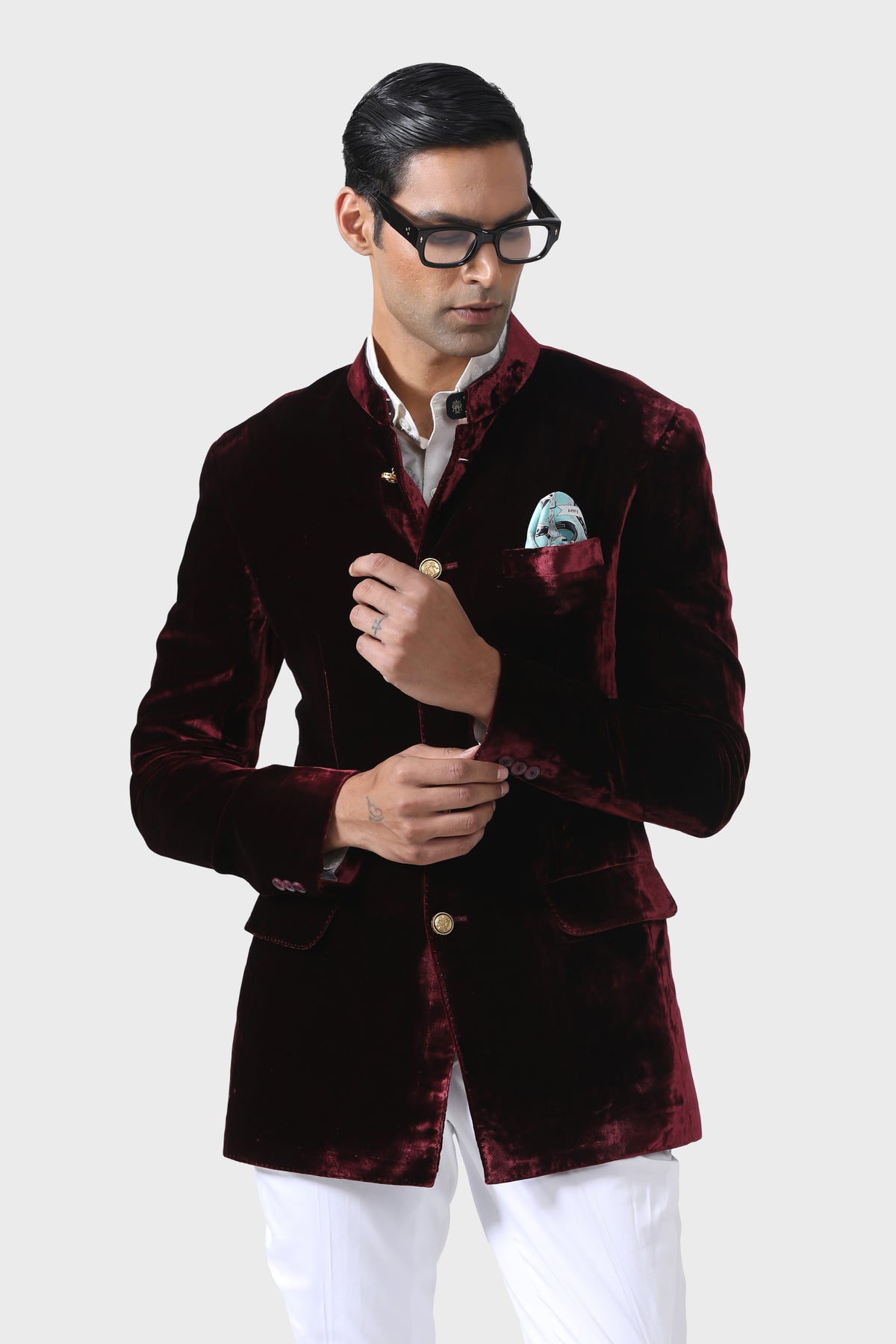 Elegance Handmade Maroon Bandhgala Jacket