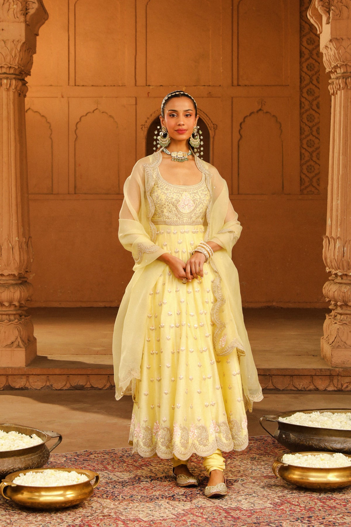 Lemon Yellow Wafiya Anarkali Set