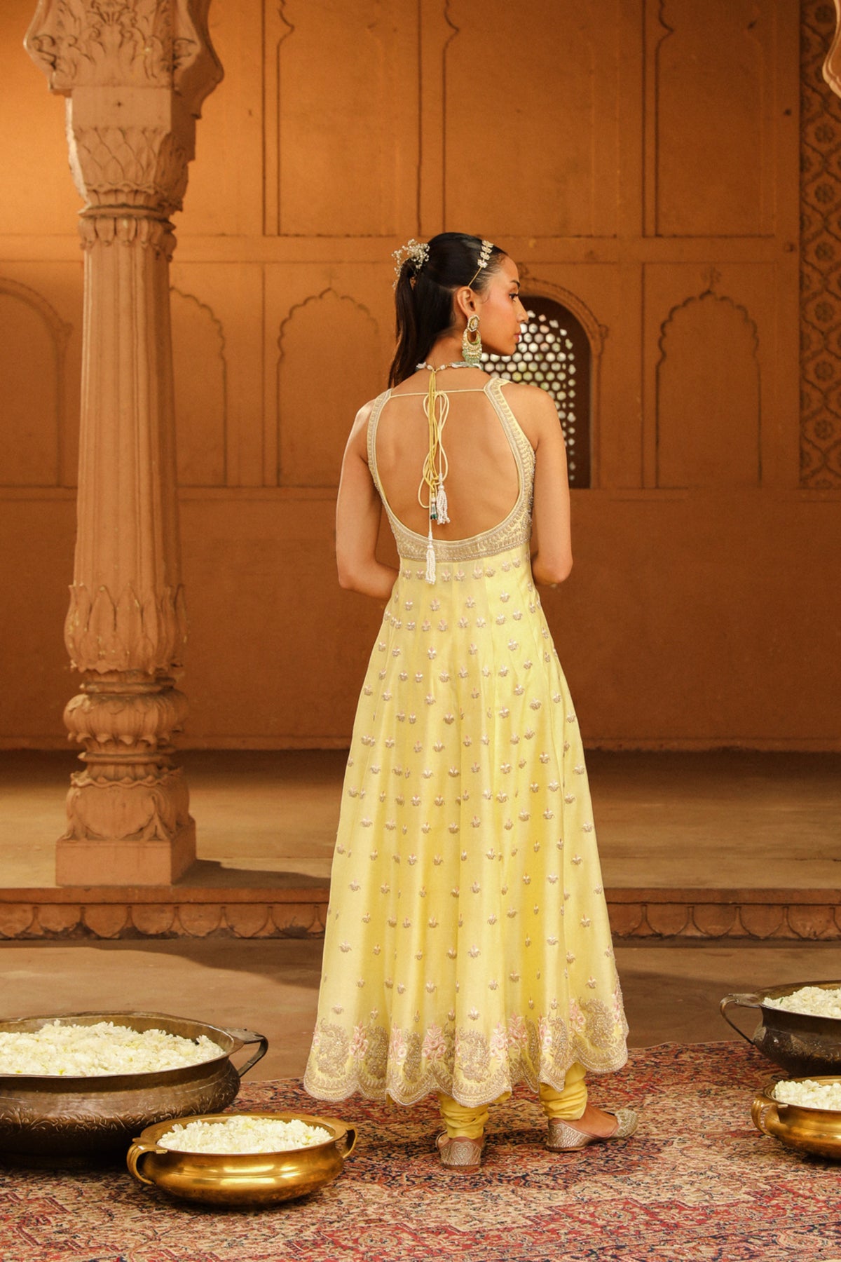 Lemon Yellow Wafiya Anarkali Set