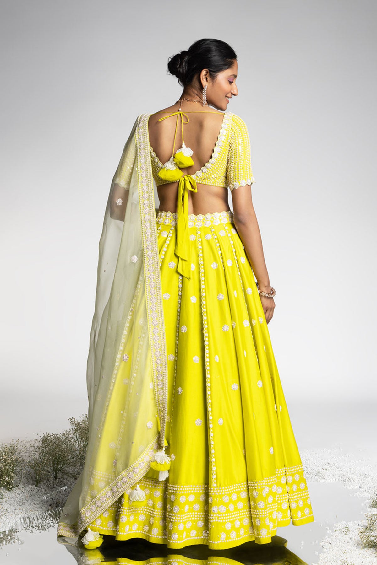Spring Green Chanderi Lehenga Set