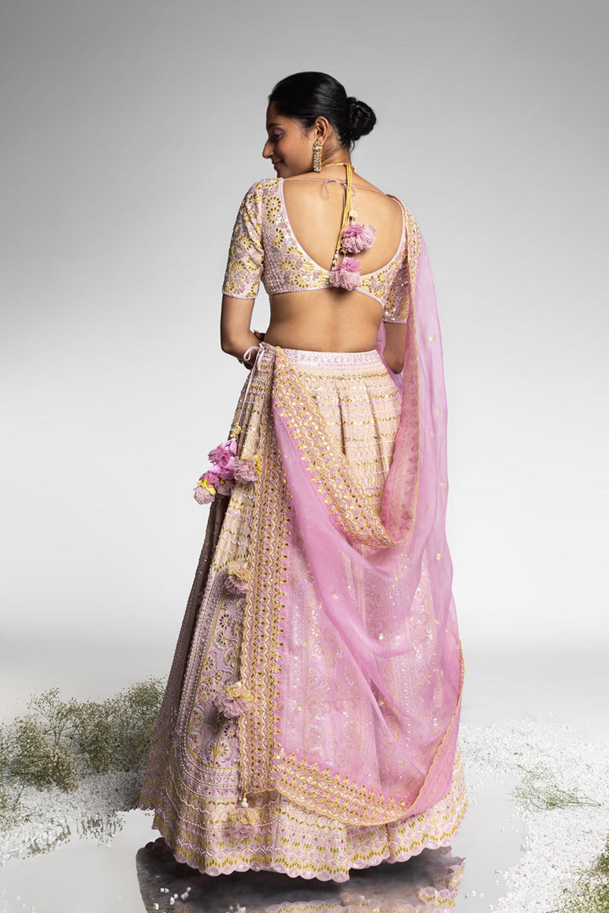 Mauve Dupion Silk Lehenga Set