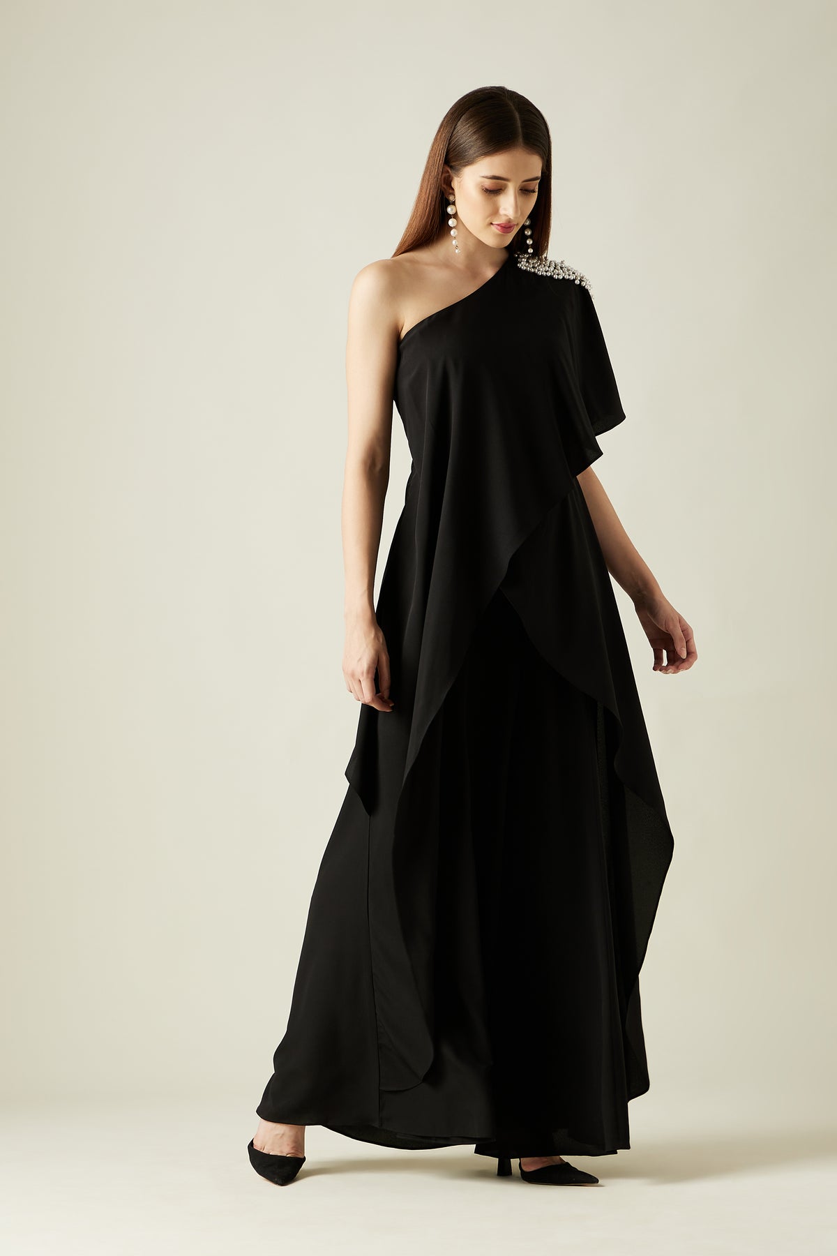 Aakaar Black Layered Jumpsuit Elahe