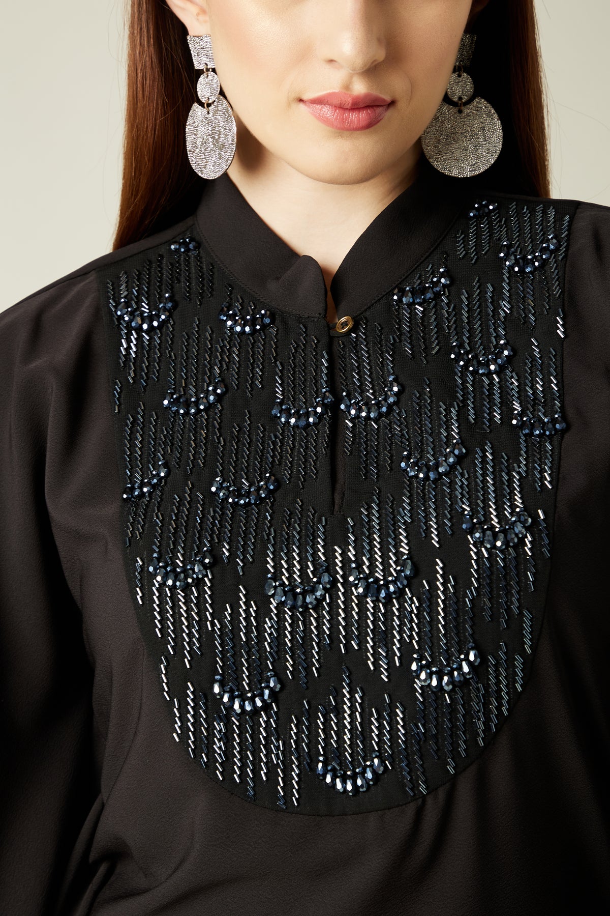 High- Low Crystal Embellished Kaftan Set