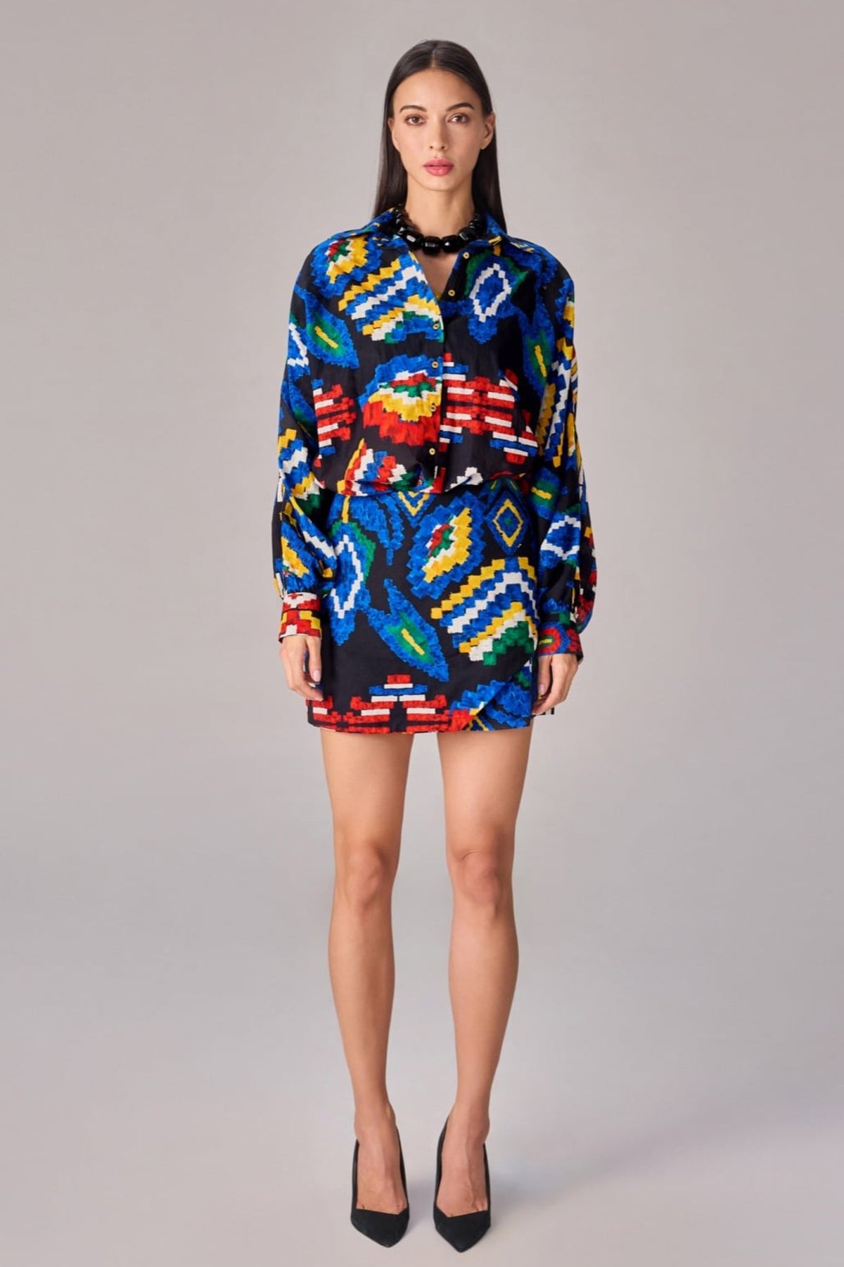 Black Multi Ikat Sia Shirt