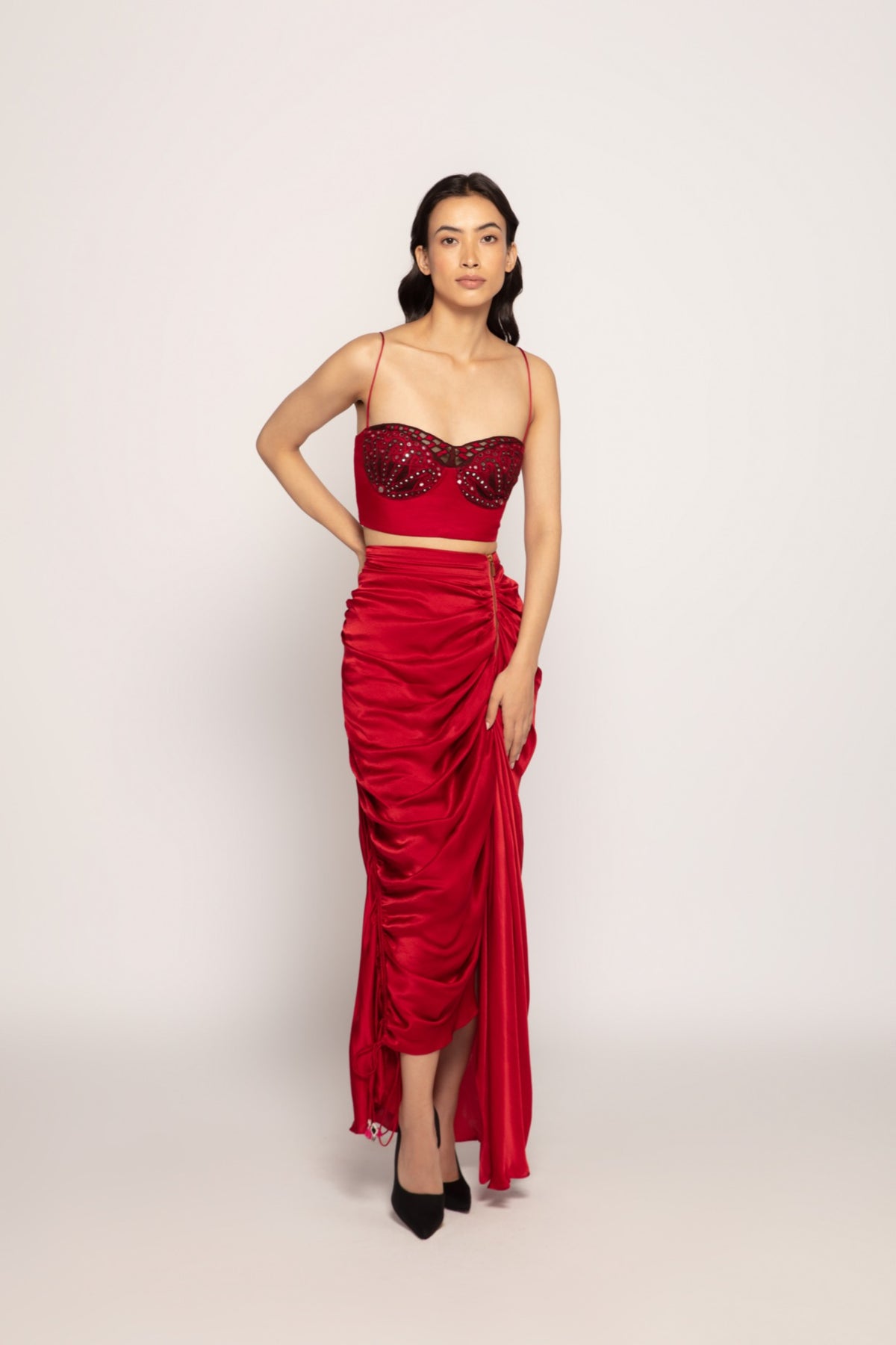 Bustier With Draped Assymetric Skirt