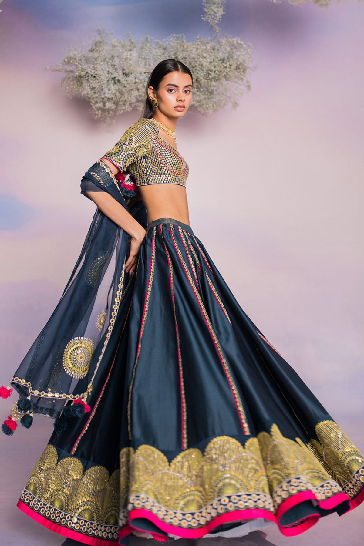 Night Sky Chanderi Lehenga Set